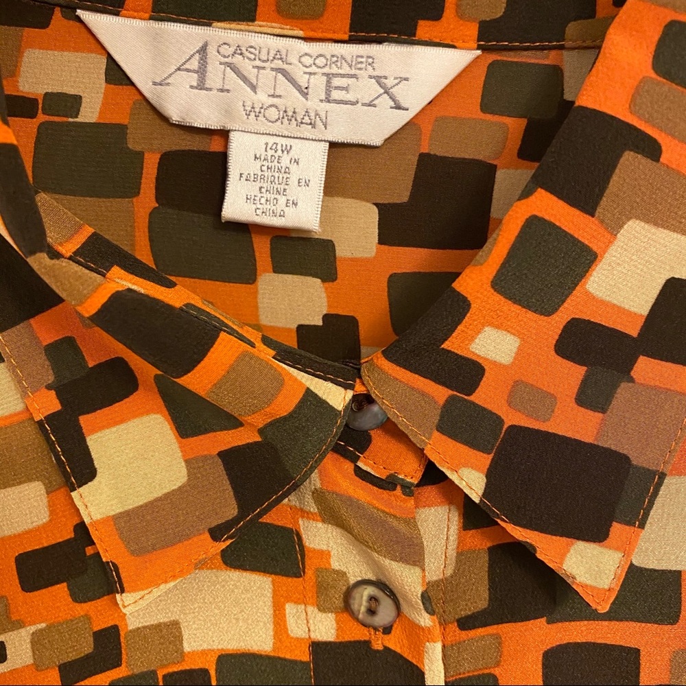 100% Silk Retro 70s Inspired Geometric Shirt - Picture 2 of 8